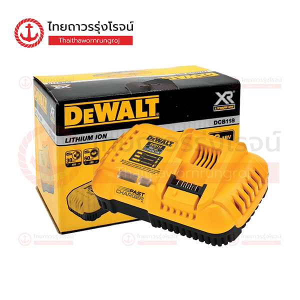 DEWALT แท่นชาร์จแบตเตอรี่ LI-ION 10.8v,12v,18v,20v,54v 8.0Amp DCB118-KR กล่องกระดาษ